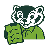 Cartoon badger with checklist